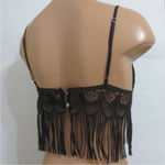 Mind Code Mesh Fringe Black Bralette Photo 1