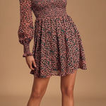 Lulus  Long Sleeve Floral Dress - Pink and Black Photo 0