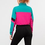 Adidas Retro XS Pink Teal Long Sleeve Cropped Half Zip Crewneck Photo 1