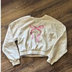 Social Scene Coquette Bow Crewneck Size Medium Cream Pink Photo 1