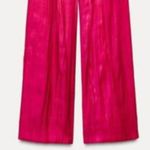 ZARA NWT  Satin Effect Shiny Wide Leg Fuchsia Pant Bloggers Fave XS Photo 3