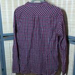 Eddie Bauer Red Plaid Button Down with Ruffle Button Placket Photo 1