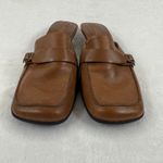 Enzo Angiolini Brown Leather Mules Heels Buckle Detail Square Toe Size 8.5M Photo 2