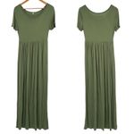 Olive Green Stretchy Maternity Baby Shower Pregnant Party Photos Maxi Dress M Size M Photo 2