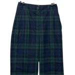 Sézane Sezane Martin Plaid Wool Blend Trousers Green Navy Wide Leg Size 4 Preppy Photo 2