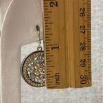 Sparkling Two Tone Round Medallion Pave Crystal Rhinestone Drop Dangly Earrings Silver Photo 5