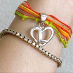 Sterling Silver  Signed Heart Charm Bracelet Photo 1