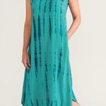 Soft Surroundings  XS Tie Dye Tank Dress Blue Rayon Boho Beachy Summer Midi Maxi Photo 1