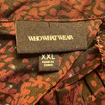 Who What Wear  Love and Roses Red Black Ruffle Mock Neck Sheer Blouse Size XXL Photo 6