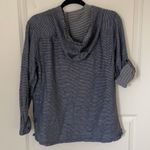 ONIA  Navy Striped Hooded Henley Pullover Small Photo 1