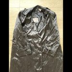 Christian Dior Vtg Long Coat Size 8 Women's Black Satin Leaf Made In Hong Kong Photo 6