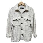 ZARA  Oversized Tweed‎ Shacket Overshirt Women XS Ivory Check Textured Oversized Photo 1