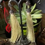 Tassel Shimmer Green & Austrian Crystal Earrings Green Photo 6