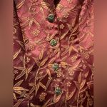 Betsey Johnson Vintage 90s Y2K Floral Brocade Blazer Burgundy Gold Size Small Photo 3