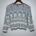 Vintage fair isle gray scoop neck nordic thick neutrals pullover lodge medium Photo 5