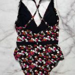 Skinny Dippers Ruffle One Piece Swimsuit Size L Black Floral New Belt Slimming Size L Photo 5