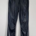 MOTHER Denim MOTHER Faux Leather The Insider Cropped Bootcut Pants Wax On Wax Off Black Photo 1