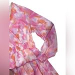 Japna pink white and orange long sleeve flowy mini dress Photo 2