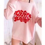 Wildfox Coffee and Sunshine Sweatshirt Pink Red Cozy Small Photo 2