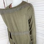 Gimmicks by BKE Buckle Boho Lace Trim Cardigan Duster Olive Green Small Photo 4