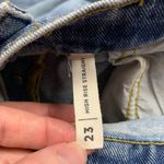 PacSun High Rise Straight Jeans Womens 23 Two Tone Denim Raw Hem Button Fly Photo 7