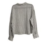 Rachel Zoe Blouse Popover Top Green White Stripe 100% Linen Flax Womens XL Photo 1