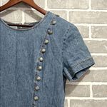 Nina Piccalino Vintage 90’s Denim Boho Short Sleeve Tie Back Midi Slit Dress 8 Blue Photo 1