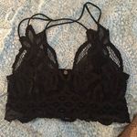 Free People Smocked Adella Lace Racerback Boho Bralette Black XS Bra Photo 0
