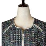 Ramy Brook  Jacket Women Small Black Tweed Leather Sleeve And Trim Full Zip Retro Photo 2