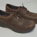 WORX WOMENS OXFORD STEEL TOE SLIP RESISTANT BROWN LEATHER SHOES 9 WIDE Photo 0