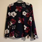 A New Day  Blue Navy Pink Floral Long Sleeve V Neck Mock Wrap Long Sleeve Small Photo 7