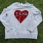 H&M Gray Crew Neck Sweater with Red Heart Photo 0