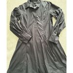 Madewell  $138 Seamed Long-Sleeve Mini Shirtdress in Poplin Black Size 6 NV025 Photo 7