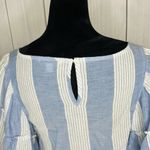 American Eagle Womens Sz S Blue White Striped Chambray Top Bell Sleeves Cropped Photo 6