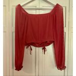 Steve Madden Madden NYC pink shirred corset puff sleeve cropped blouse large Photo 5