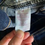 No Boundaries NOBO Mid Rise Denim Mini Skirt 17 Red Side Stripes Frayed Hem Early 2000s Trendy Photo 4