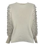 SIONI MILANO Ivory Knit Pearl Embellished Fringe Long Sleeve Sweater NWT Small‎ White Photo 7