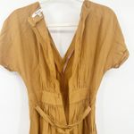Madewell Womens Size 00 Linen Blend Dolman Sleeve Tie Waist Midi Dress Toffee Photo 11