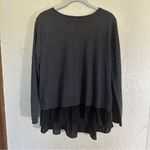 Club Monaco  Wool Black Gray‎ Split Back Tiered Hem Pull Over Sweater Medium Photo 1