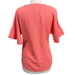 Ellen Tracy Coral Linen Blend Button Shoulder Top Women’s Size M Photo 5