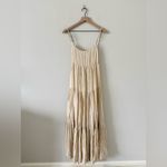 Elan NWT  Curry Stripe Linen Blend Midi Dress in Tan and Cream Stripe Size M Photo 2