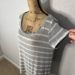 Hollister Scoop Neck Short Sleeve Striped Tunic Top Size M Grey Preppy Open Knit Photo 1