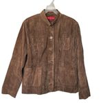 Anne Klein Vintage Y2k Suede Leather Button Up Jacket chocolate Brown XL Photo 0