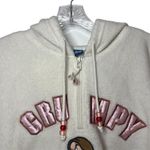 Disney  Grumpy Sherpa Fleece Hoodie Sweatshirt Sz XL White Pink Beads Snow White Photo 2
