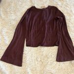 American Eagle  Outfitters Burgundy Knit Sweater V-Neck Bell Sleeves Boho Small Photo 1