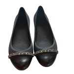 Crocs  Lina cap toe rhinestone patent slip on black ballet comfort shoes size 7 Photo 1