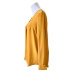 Jones New York  Mustard Yellow Crepe Tunic Blouse SMALL Corpcore City Girl Preppy Photo 2