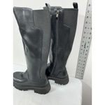 Womans Teaieui Knee Length Combat Boots 8 Black Heel Zip Stretch Photo 3