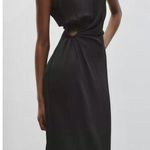 ZARA  NWT black o ring side cutout draped ruched midi dress Photo 4