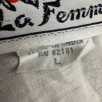 La Femme  White Embroidered Button Up Tunic Top Hooded Boho Festival Size L Photo 6